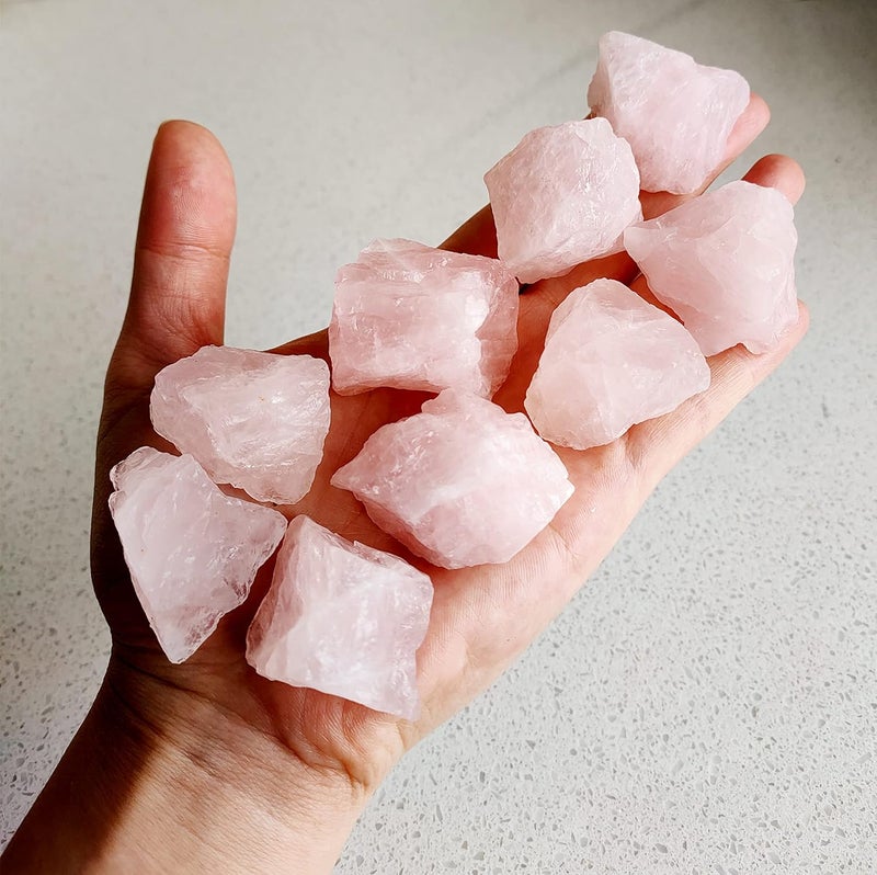 Luckeeper 2 lb Rough Crystals Bulk Raw Rose Quartz Healing Stones for Tumbling, Wire Wrapping, Wicca Reiki,Meditation and Home Decor - Image 1